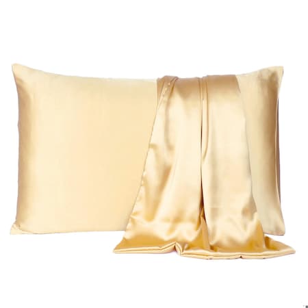 Homeroots 20 x 30 in. Pale Yellow Dreamy Silky Satin Queen Size Pillowcases 387889